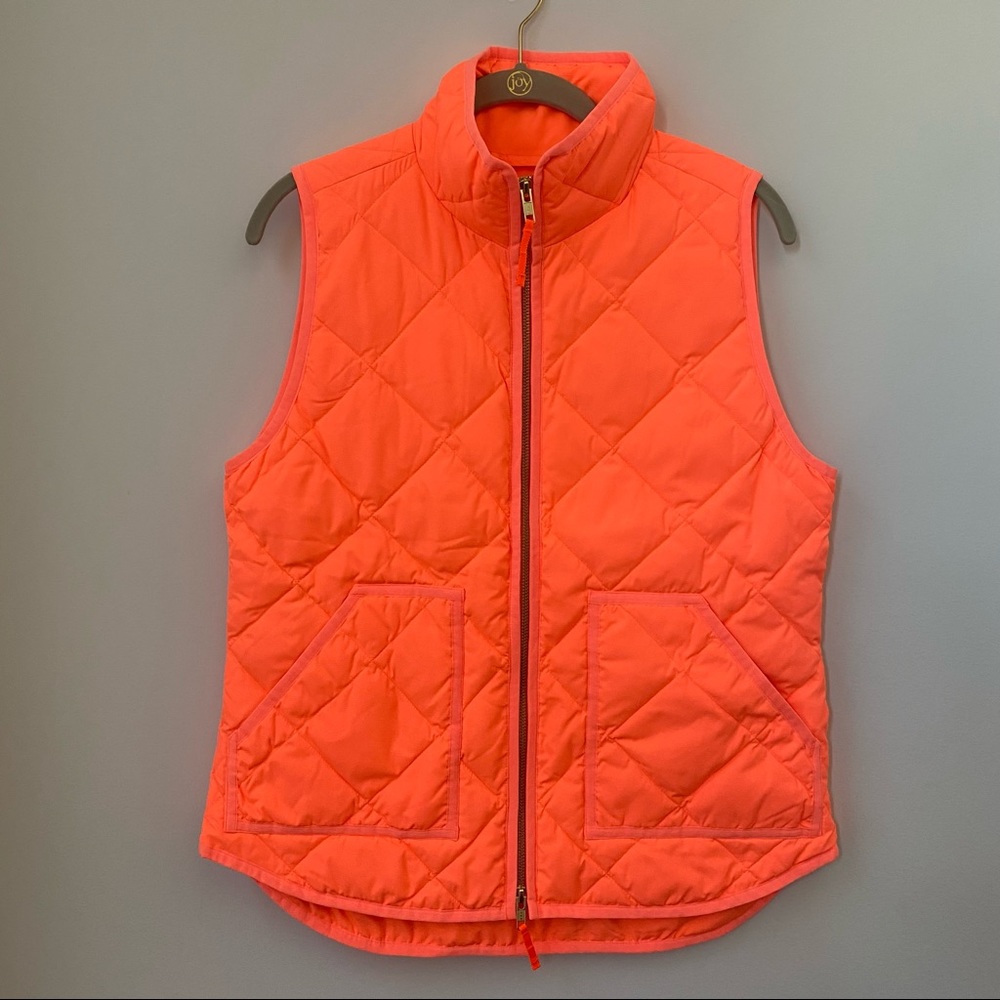 J. Crew Fluorescent Orange Puffer Down Vest Sz S